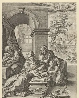 The Holy Family with Saint Anne and the young Saint John the Baptist by Cherubino Alberti (Zaccaria Mattia)