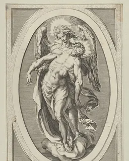 Christ supported by an angel standing on a cloud by Cherubino Alberti (Zaccaria Mattia)