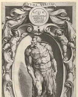 Saint John the Baptist in a decorative border, after Michelangelo's  'The Last Judgment' fresco in the Sistine Chapel by Cherubino Alberti (Zaccaria Mattia)