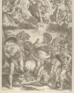 The Conversion of Saint Paul with God the Father and Angels above by Cherubino Alberti (Zaccaria Mattia)