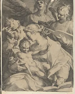 Holy Family and Two Music-Making Angels by Jan Muller