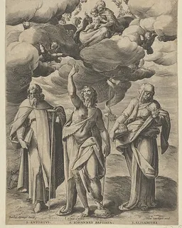 Saint Anthony, Saint John the Baptist, and Saint Elizabeth by Crispijn de Passe the Elder