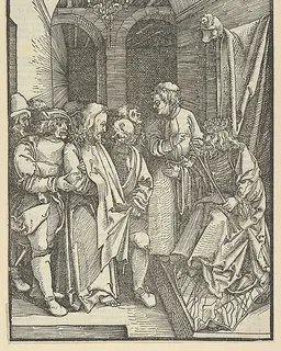 Christ before Herod in a Hall, from Speculum passionis domini nostri Ihesu Christi by Hans Schäufelein