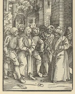 Christ before Pilate in front of his Palace, from Speculum passionis domini nostri Ihesu Christi by Hans Schäufelein