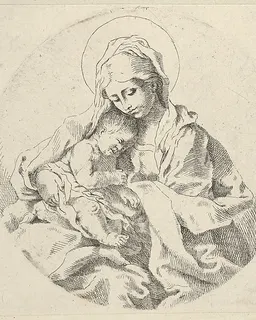 The Virgin holding the infant Christ, a circular composition, after Reni by Anonymous, 17th century