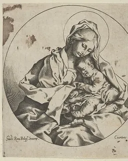 The Virgin holding the infant Christ, a circular composition, after Reni by Anonymous, 17th century