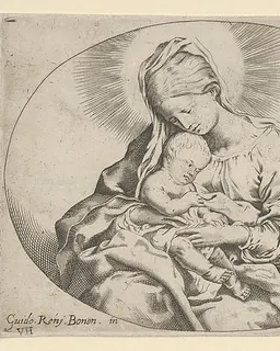 The Virgin holding the infant Christ, an oval composition, after Reni by Anonymous, 17th century