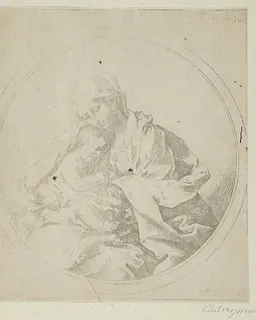 The Virgin holding the infant Christ, a circular composition, counterproof by Guido Reni