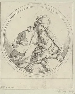 The Virgin holding the infant Christ, a circular composition, after Reni by Anonymous, 17th century