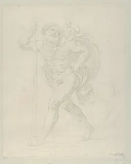 Saint Christopher walking with the infant Christ on his left shoulder by Guido Reni