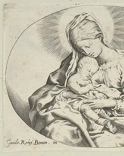 The Virgin holding the infant Christ, an oval composition, after Reni by Anonymous, 17th century