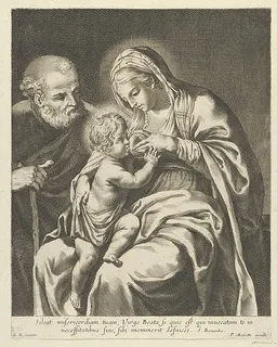 The Virgin nursing the infant Christ, Joseph at left, after Reni by Anonymous
