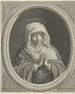 The Virgin in prayer in an oval frame, after Reni by Anonymous