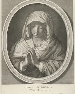 The Virgin in prayer looking down, in an oval frame, after Reni by Francois de Poilly