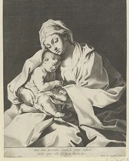 The Virgin holding the infant Christ on her lap, after Reni by Anonymous, 17th century