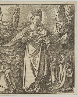 The Madonna of Mercy, from Hymmelwagen auff dem, wer wol lebt... by Hans Schäufelein