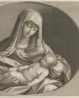 The Virgin holding the sleeping infant Christ on her lap, after Reni by Anonymous