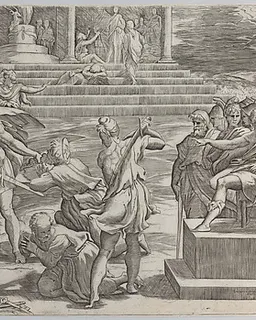 The martyrdom of Saint Paul and the condemnation of Saint Peter by Giovanni Jacopo Caraglio