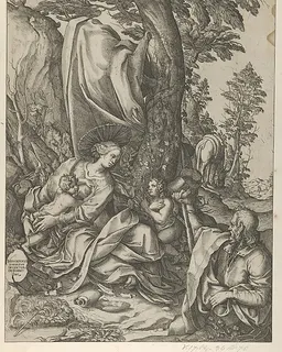 The Holy Family with John the Baptist in a landscape by Bernardino Passeri