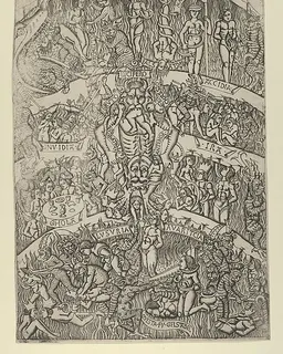 The Inferno according to Dante, after the Last Judgment fresco in the Campo Santo, Pisa by Anonymous, Italian, Florentine, 15th century