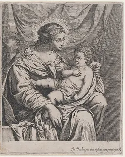 Madonna and Child before a Curtain by Louis de Boullogne the Elder