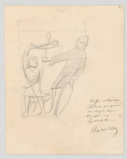 David and Goliath, after a Capital in Vézelay Abbey by Eugène-Emmanuel Viollet-le-Duc
