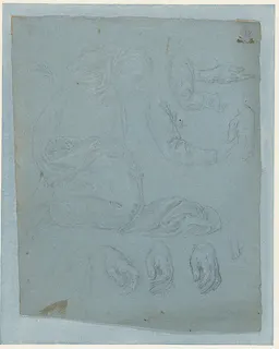 Studies for the Virgin and Saints in the Nativity (interior of shutter of the organ in Milan Cathedral) by Giovanni Ambrogio Figino
