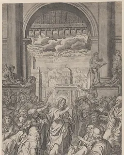 Christ raising the son of the widow outside the gate of the city of Naim by Aliprando Caprioli