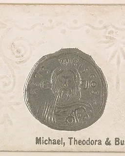 Michael, Theodora, and Bust of Christ, 57 A.D., from the Ancient Coins series (N180) issued by Wm. S. Kimball & Co. by William S. Kimball & Company