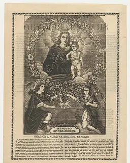 Broadsheet relating to Our Lady of Refuge with prayer by Anonymous