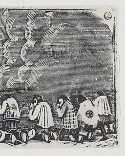 Figures kneeling before the Virgin by José Guadalupe Posada