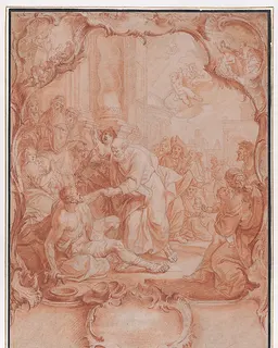 Scene with Saint Peter Healing the Lame in a Rocaille Cartouche by Johann Lorenz Haid