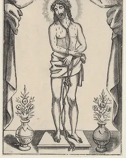 Christ standing, hands tied with rope by Anonymous, Mexican