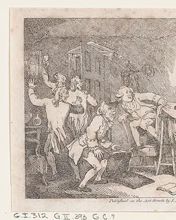Parson Adams Betrayed into an Unhappy Dunking Scene, from "The Adventures of Joseph Andrews, and his friend Mr. Abraham Adams" by Thomas Rowlandson