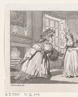 A Drawing Room Altercation, an illustration from Tobias Smollett's "The Expedition of Humphry Clinker" (London, 1793), Vol. 1 by Charles Grignion, I
