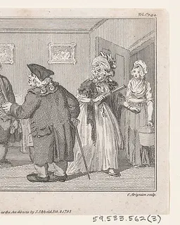 The First Meeting of Matthew Bramble and Humphry Clinker, an illustration from Tobias Smollett's "The Expedition of Humphry Clinker" (London, 1793), Vol. 1. 1793 by Charles Grignion, I