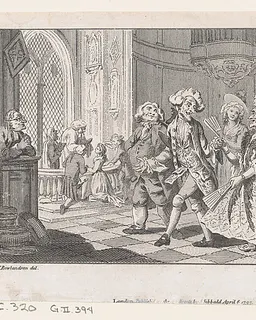 The Wedding of Lismahago and Tabitha, an illustration from Tobias Smollett's "The Expedition of Humphry Clinker" (London, 1793), Vol. 1. 1793 by Charles Grignion, I