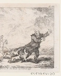 Parson Adams Engaged In A Perilous Hunting Adventure, from "The Adventures of Joseph Andrews, and his friend Mr. Abraham Adams" by Thomas Rowlandson