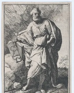 Saint Peter holding keys and an open book, facing left by Joachim Leonardo da Rocha