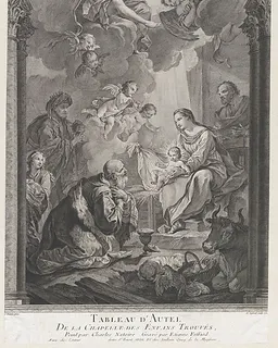 The Chapel of the Enfants-Trouvés in Paris: Les Rois mages Gaspard et Melchoir adorant l'Enfant Jésus by Etienne Fessard