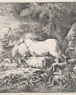 Noah and the animals entering the ark by Giovanni Benedetto Castiglione (Il Grechetto)