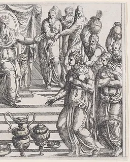 The Queen of Sheba and Solomon, from Old and New Testaments by Augustin Hirschvogel