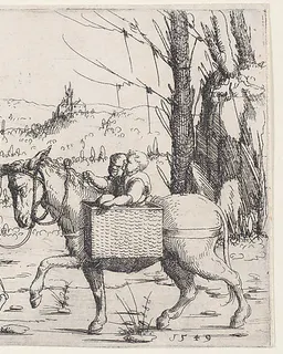 Moses and Zipporah Returning to Egypt, from Old and New Testaments by Augustin Hirschvogel