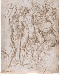 Study for Raising Lazarus ? (recto); Two Standing Men (verso) by Stefano dall' Arzere