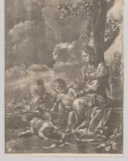 The Holy Family with the infant Saint John kissing Christ's feet by Anonymous