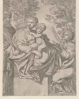 Virgin and Child, with Saints Anthony and Catherine by Giacomo Cavedone