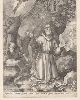 Saint Francis of Assisi receiving the stigmata by Johann Sadeler I