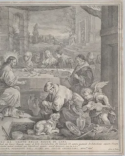 Christ turning wine into water at the wedding at Cana by Pietro Monaco