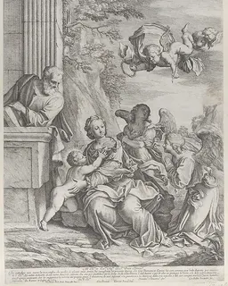 The Holy Family with angels at right and overhead by Giovanni Battista Beinaschi