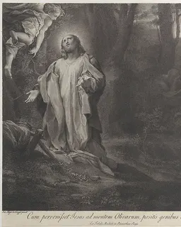 Christ on the Mount of Olives, with an angel at upper left by Pietro Antonio Leone Bettelini